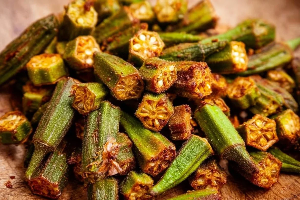 Bowl of delicious roasted okra served as a healthy side dish