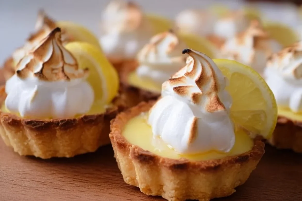 Mini lemon meringue tarts with fluffy meringue and lemon filling