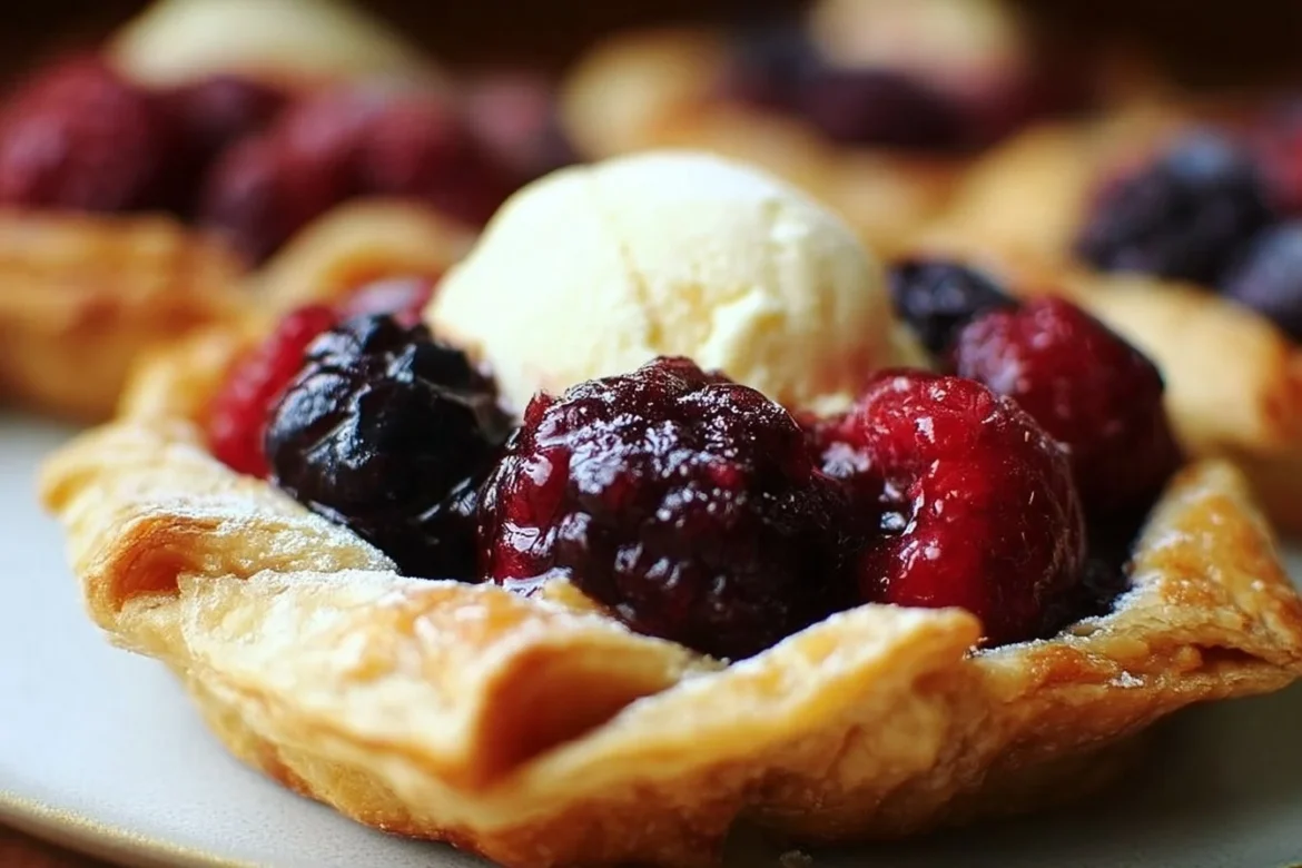Mini summer berry galettes baked with fresh berries and flaky crust