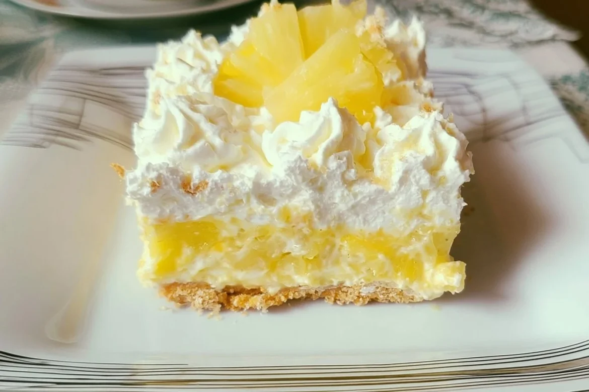 Delicious no-bake pineapple cream dessert served in a bowl