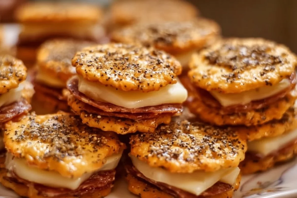 Delicious Ritz Cracker Party Sandwiches served on a platter