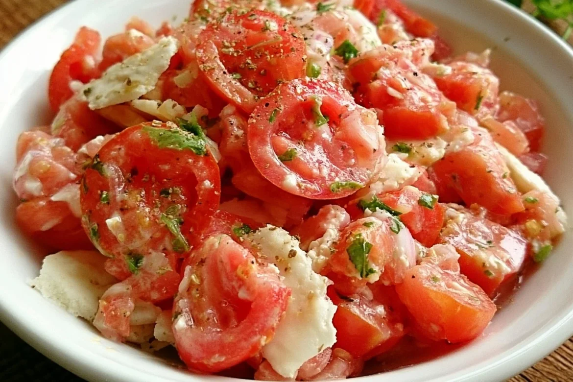 Delicious Tomato Cracker Salad featuring fresh tomatoes and crunchy crackers