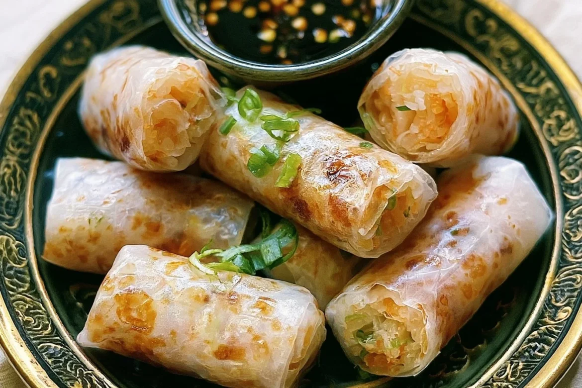 Delicious umami-packed rice paper dumplings served on a plate