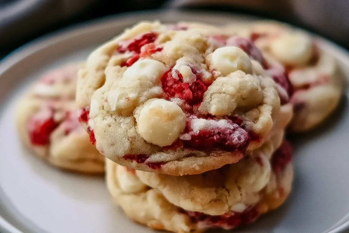 Delicious white chocolate raspberry cookies ready for baking