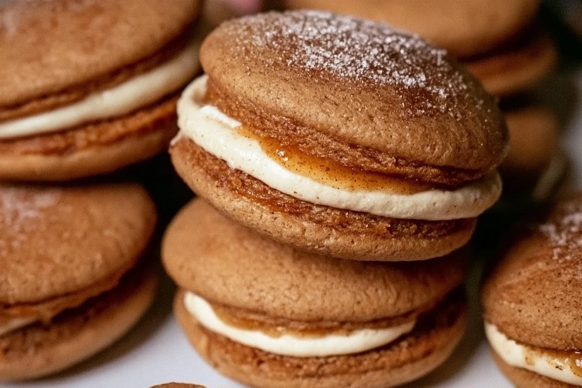 Delicious Apple Cider Whoopie Pies on a rustic wooden table