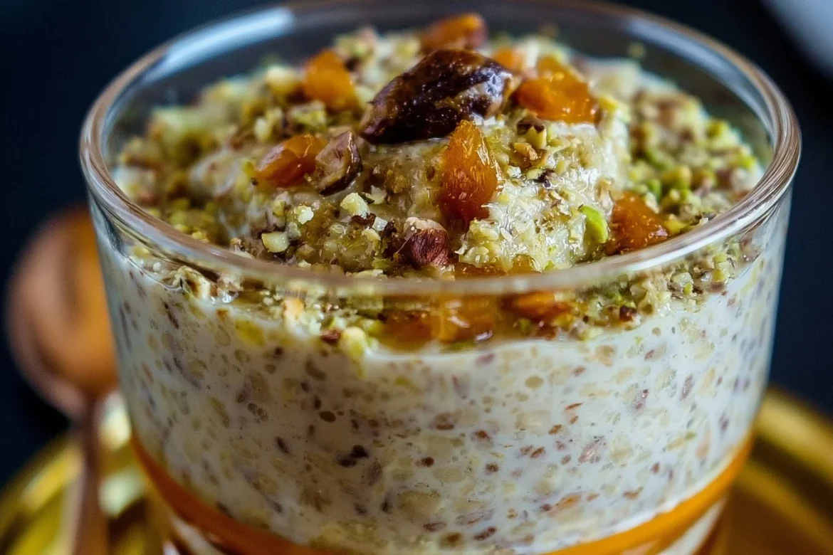 Delicious Baklava Overnight Oats with nuts and honey