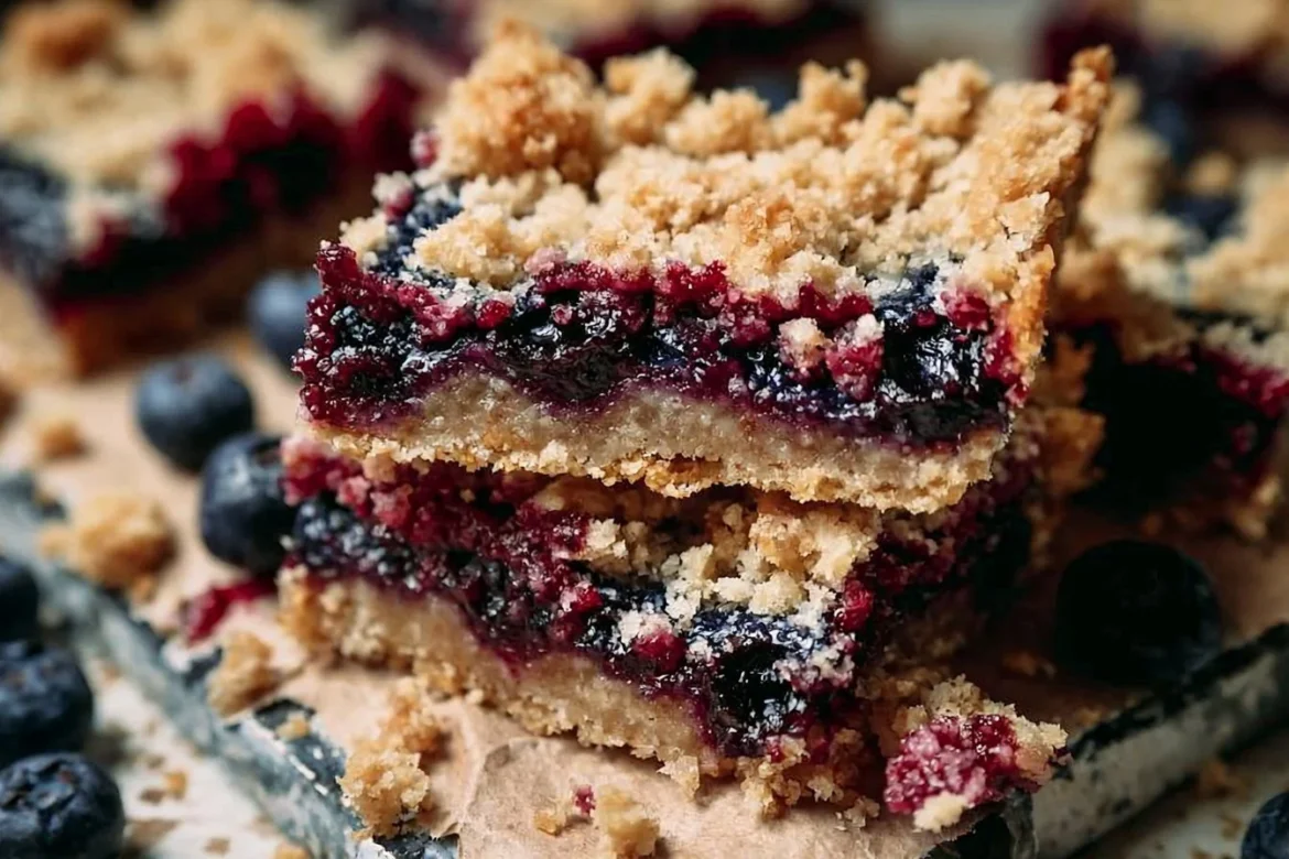 Delicious homemade blueberry crumb bars with a crumbly topping