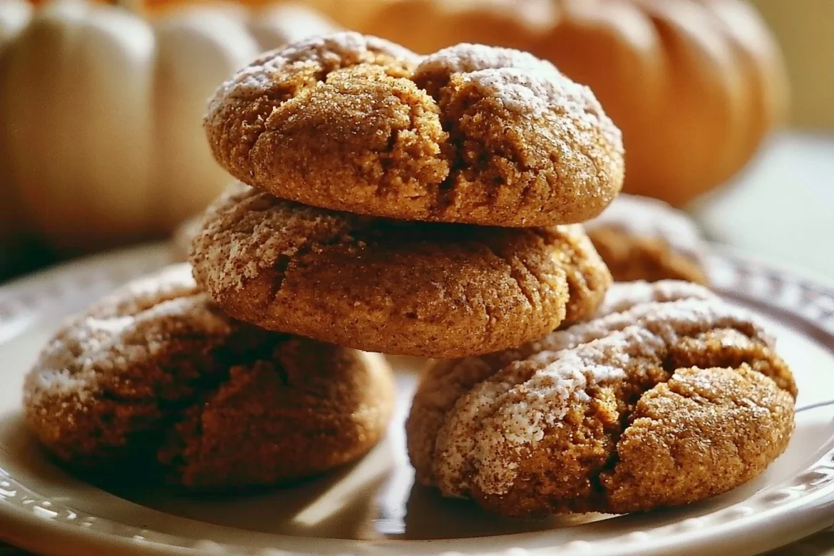 Delicious chai spiced pumpkin cookies topped with cinnamon and spices