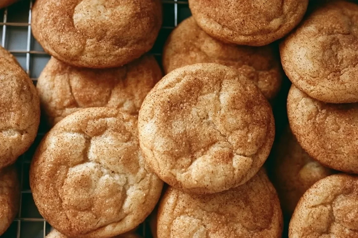 Freshly baked Chai Spiced Snickerdoodles on a rustic kitchen table