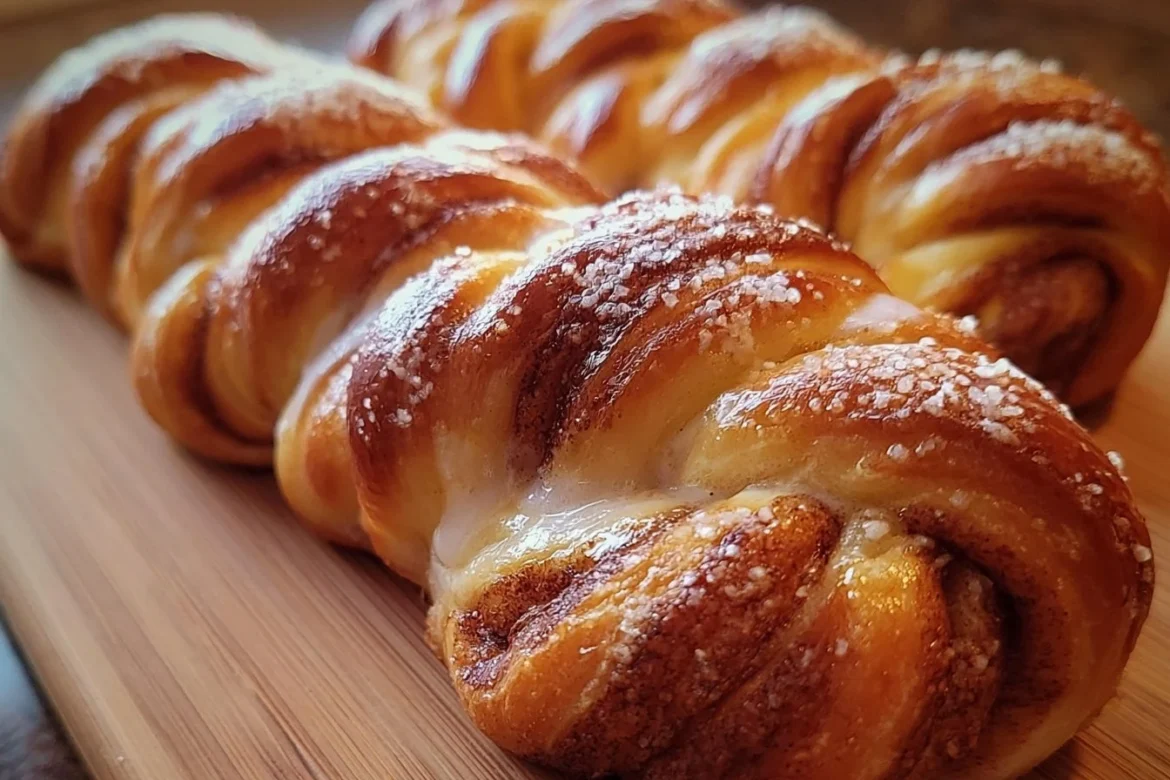 Delicious cinnamon roll bread twists fresh out of the oven