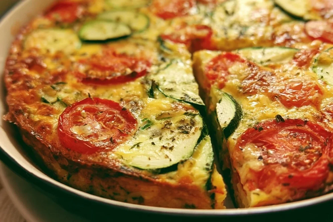 Crustless zucchini tomato quiche, a healthy and flavorful dish