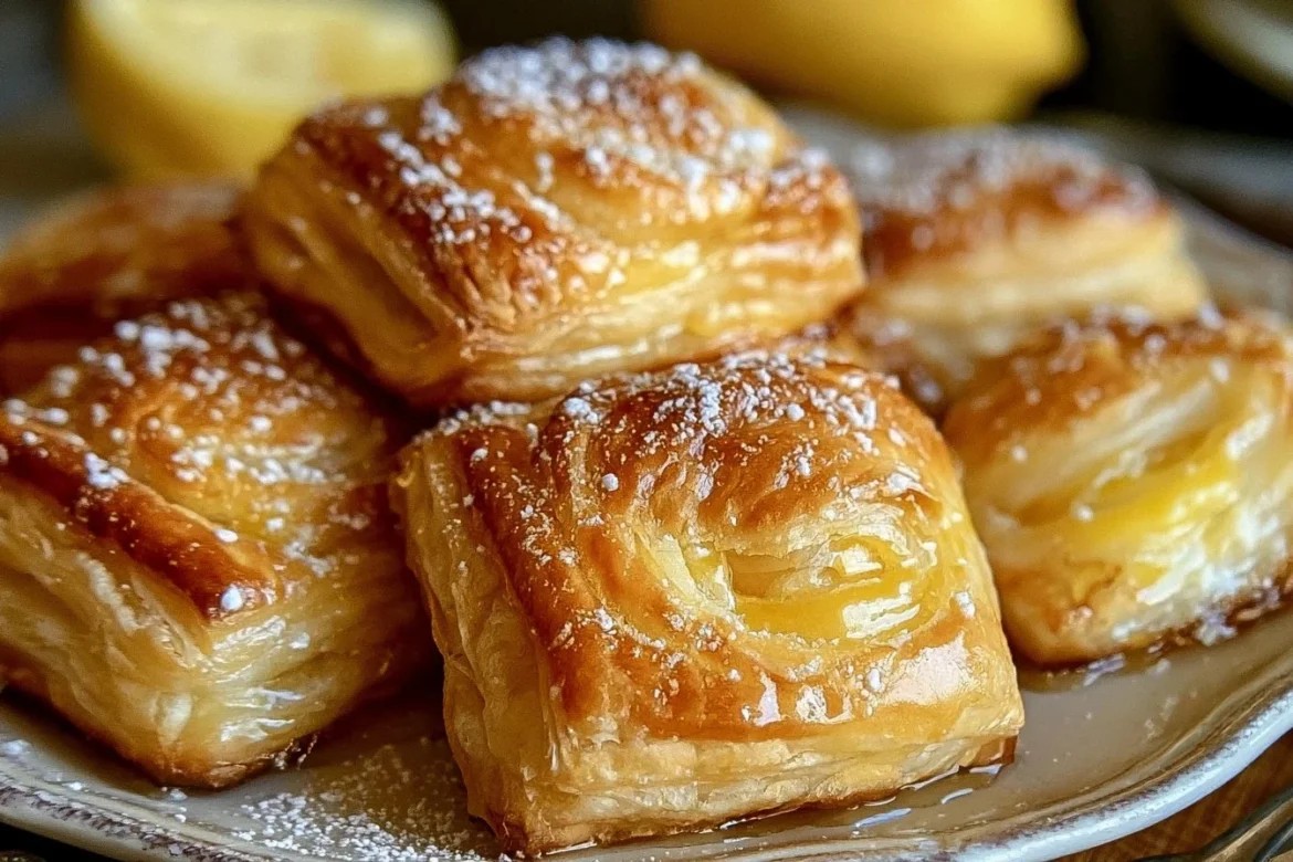 Flaky lemon puff pastry bites ready to be enjoyed as a delicious treat.