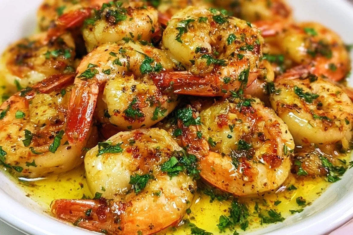 Delicious Garlic Butter Shrimp Scampi served with fresh herbs