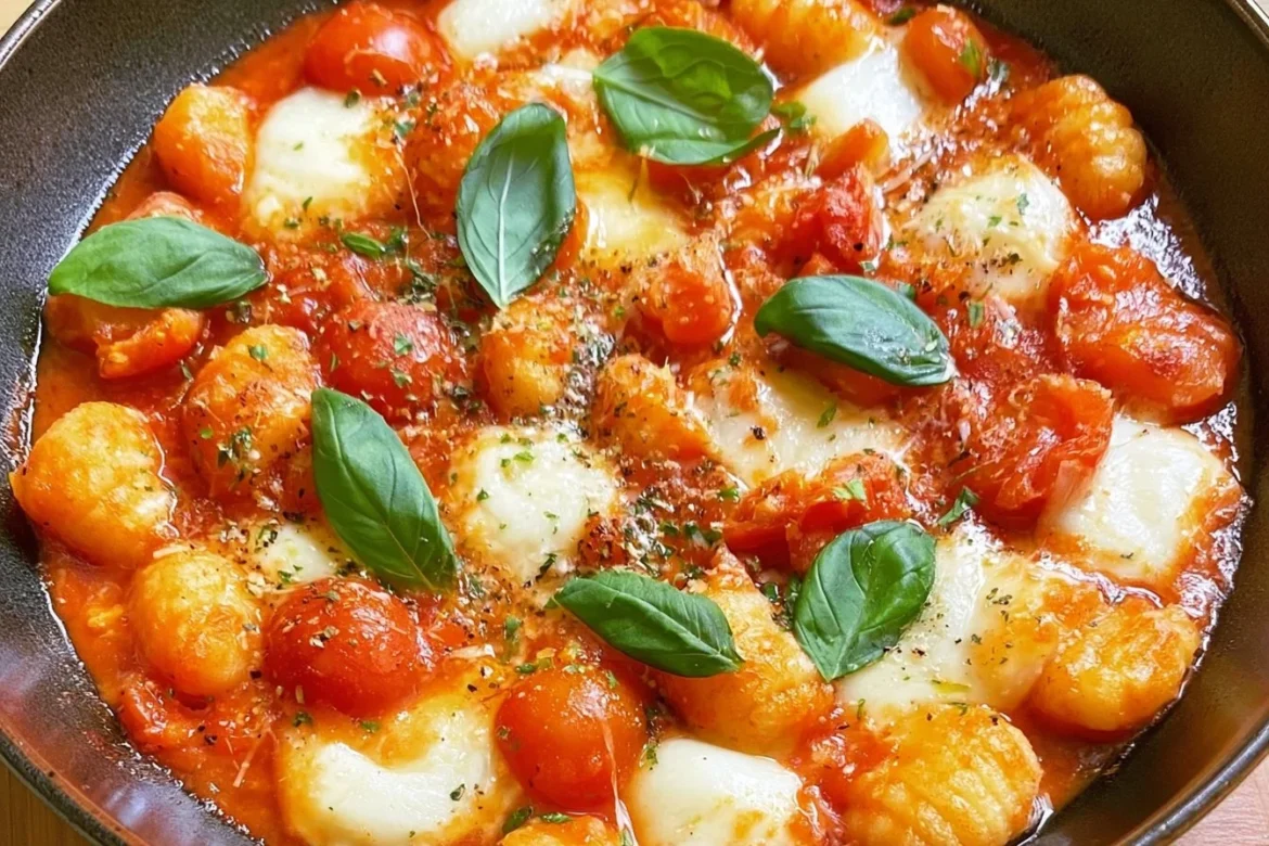 Baked Gnocchi alla Sorrentina with tomato sauce and melted cheese