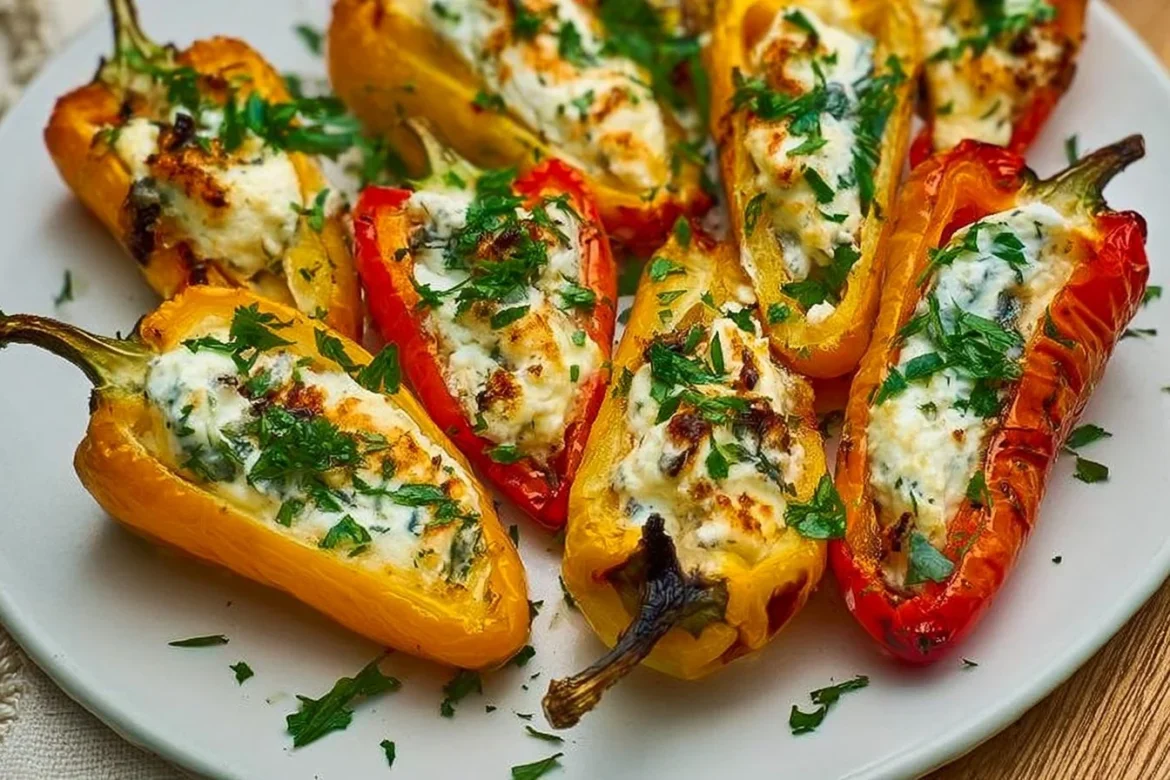 Goat cheese stuffed mini peppers as a delicious appetizer