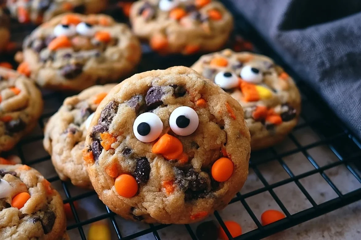 Delicious Halloween Chocolate Chip Cookies decorated for a festive celebration