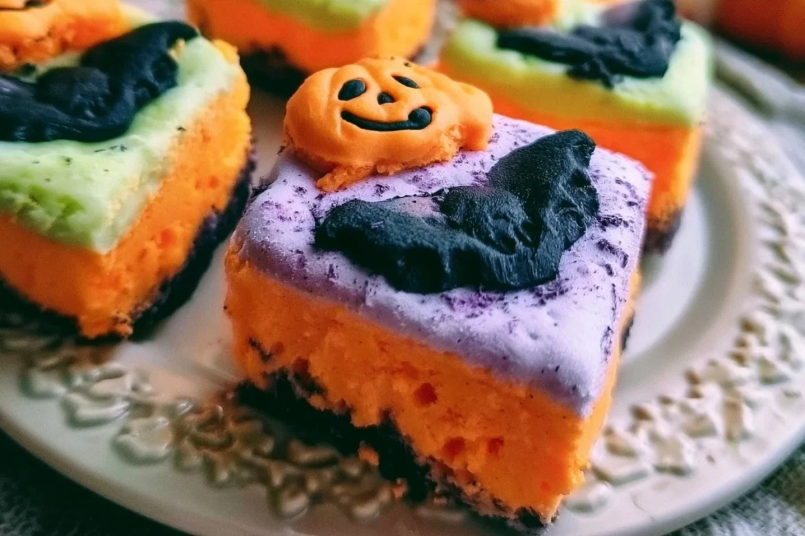 Delicious Halloween Lush dessert recipe with festive decorations