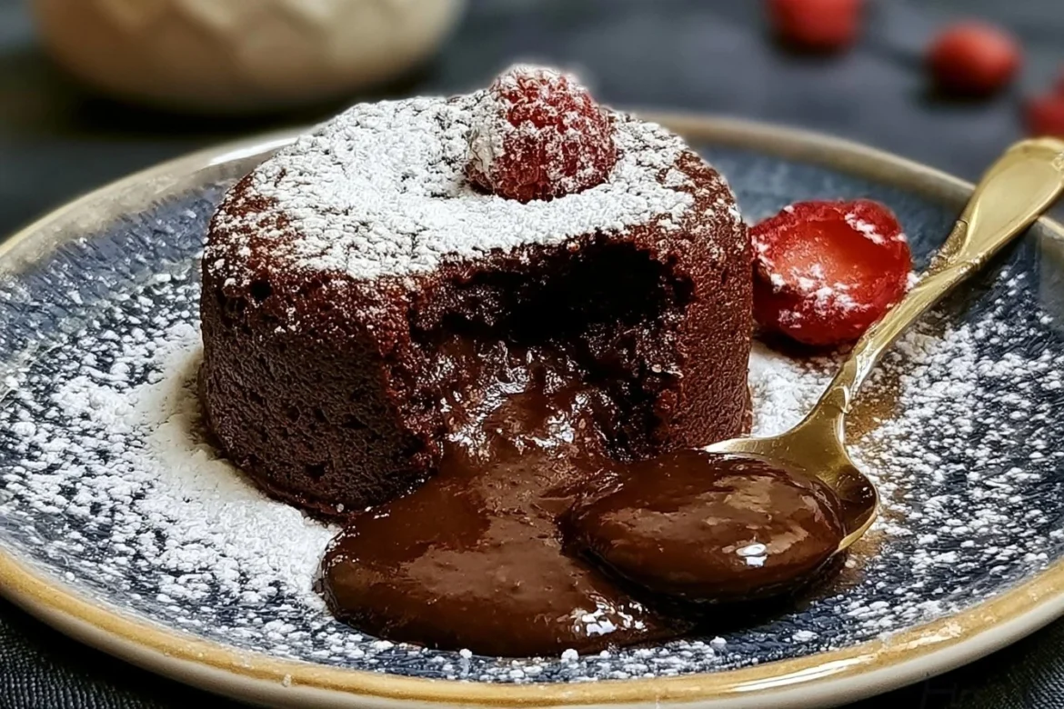 Delicious molten chocolate lava cake with a rich, gooey center