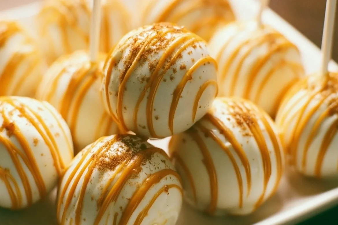 Delicious pumpkin cake pops decorated for fall celebrations