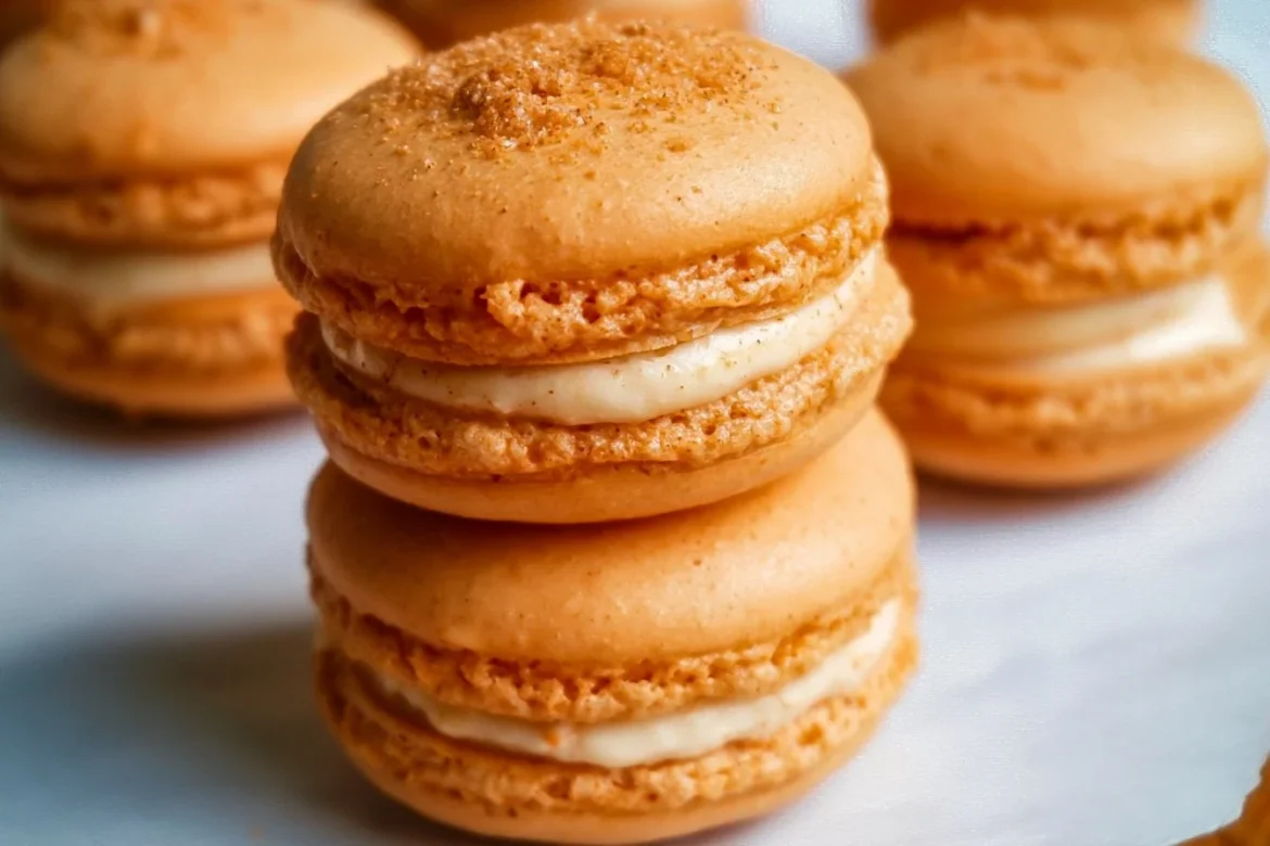 Delicious Pumpkin Spice Macarons decorated for fall