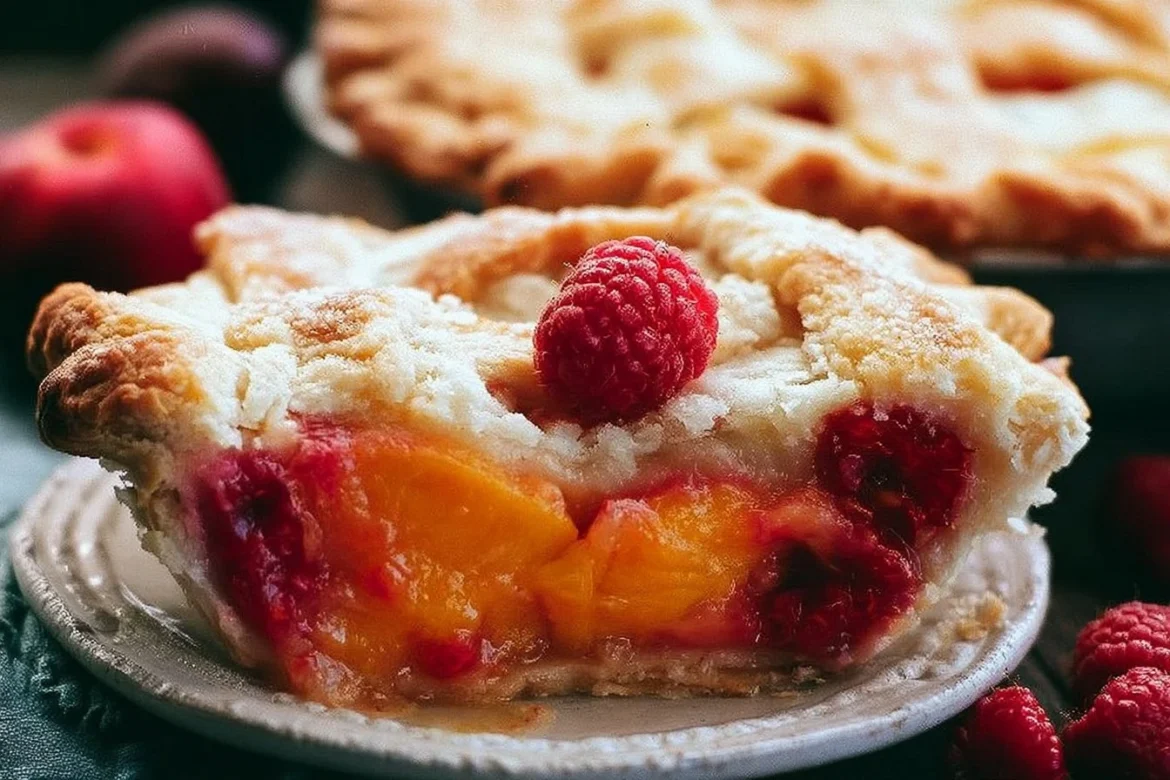 Delicious Raspberry Peach Pie with fresh raspberries and peaches