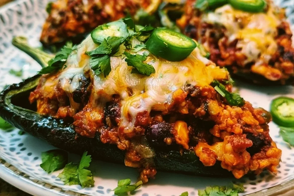Delicious Southwest stuffed poblano peppers filled with flavorful ingredients