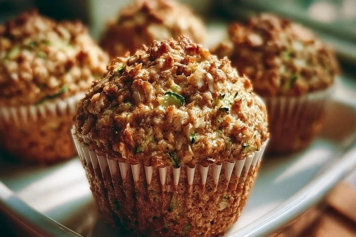 Delicious homemade zucchini oatmeal muffins fresh out of the oven