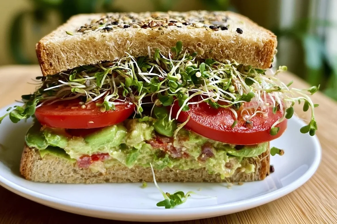 Delicious Avocado Sprouts Sandwich with fresh ingredients