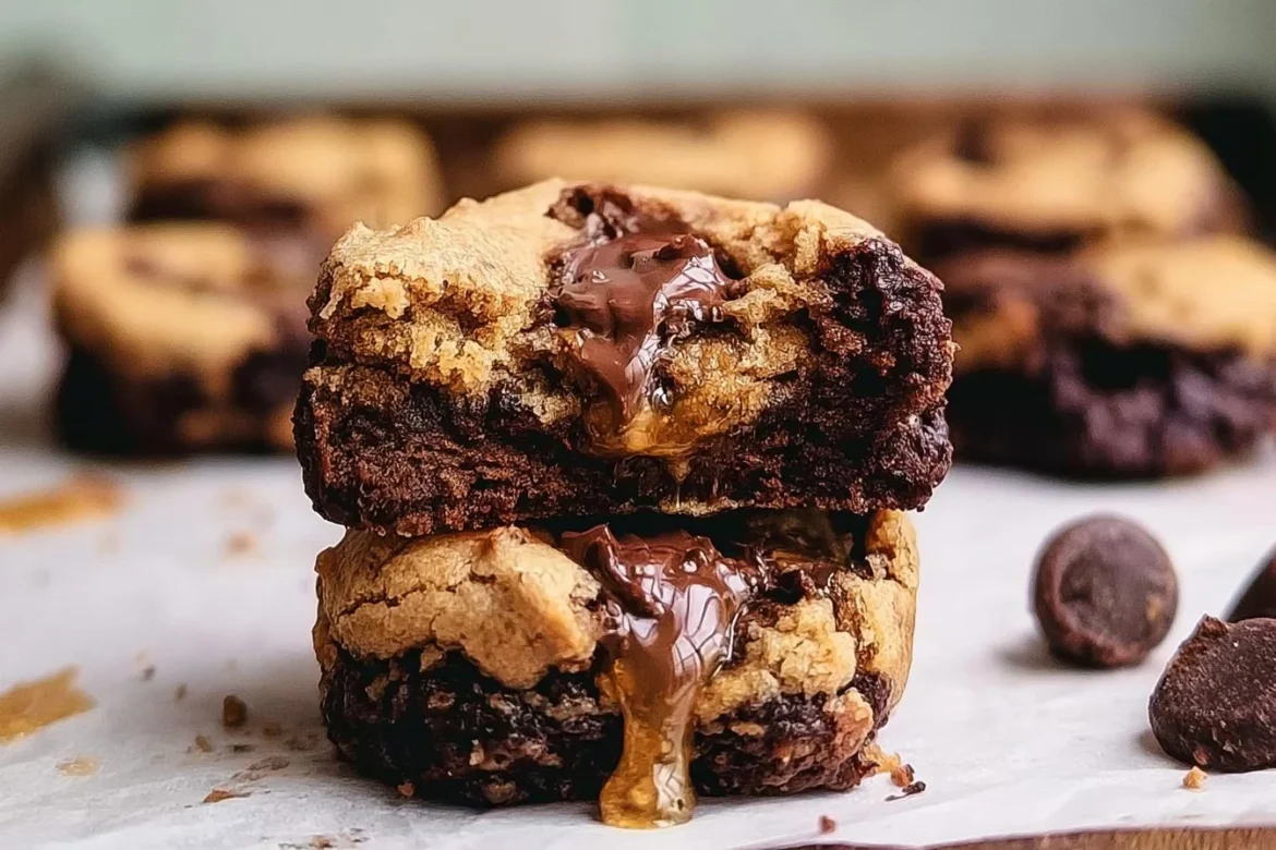 Delicious brown butter brookies combining brownie and cookie textures.
