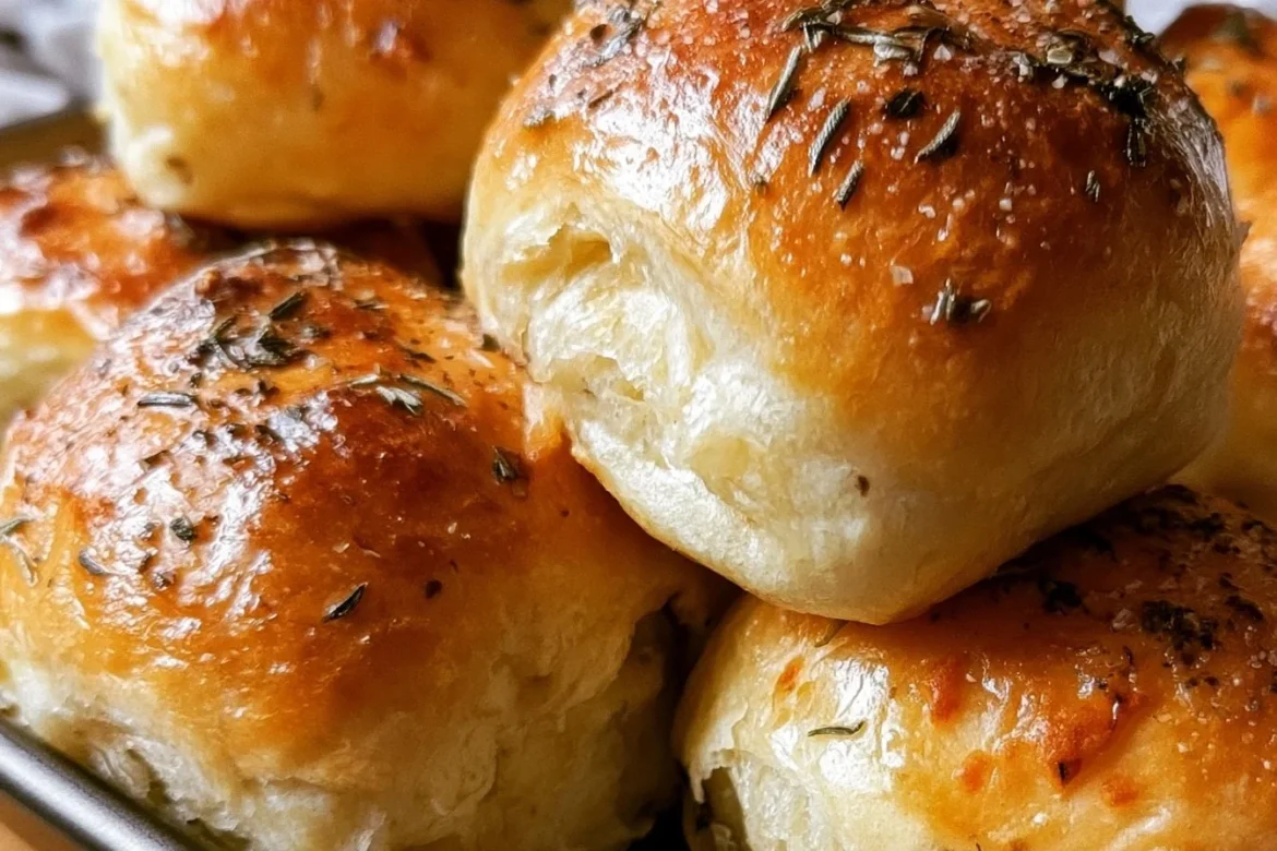 Brown Butter Sage Dinner Rolls plated and ready to serve