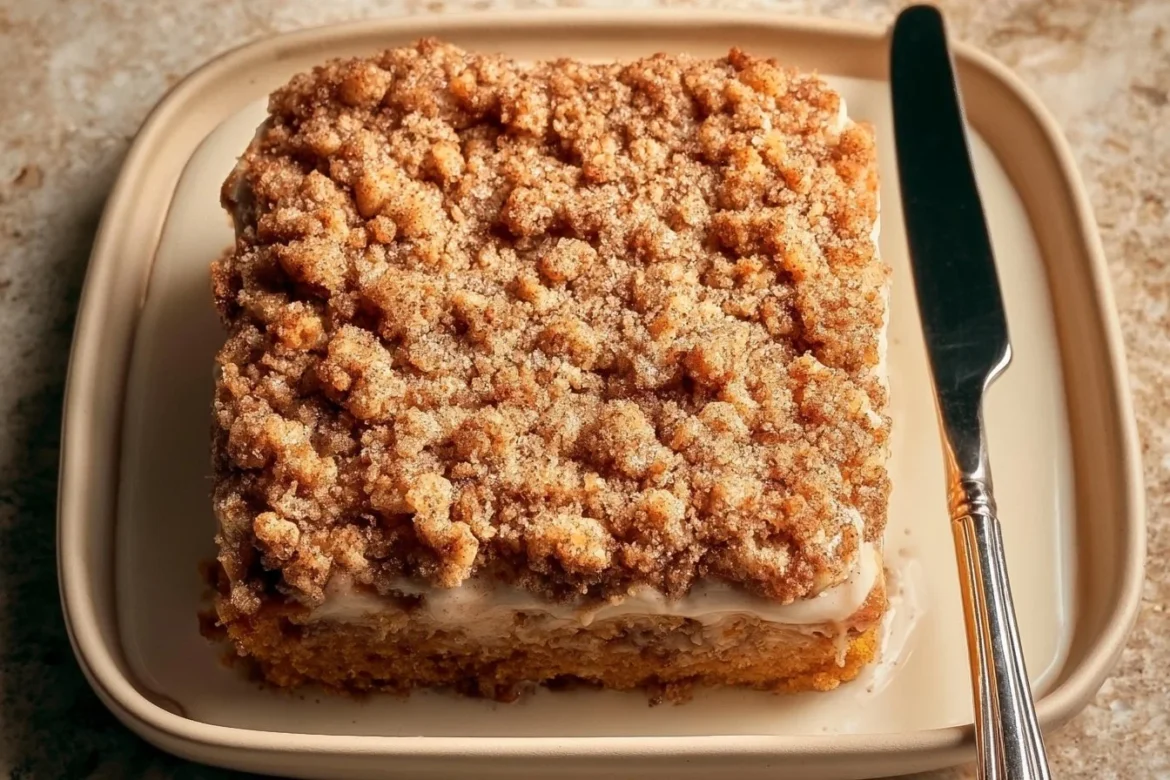 Cinnamon Streusel Pumpkin Coffee Cake with warm spices and coffee