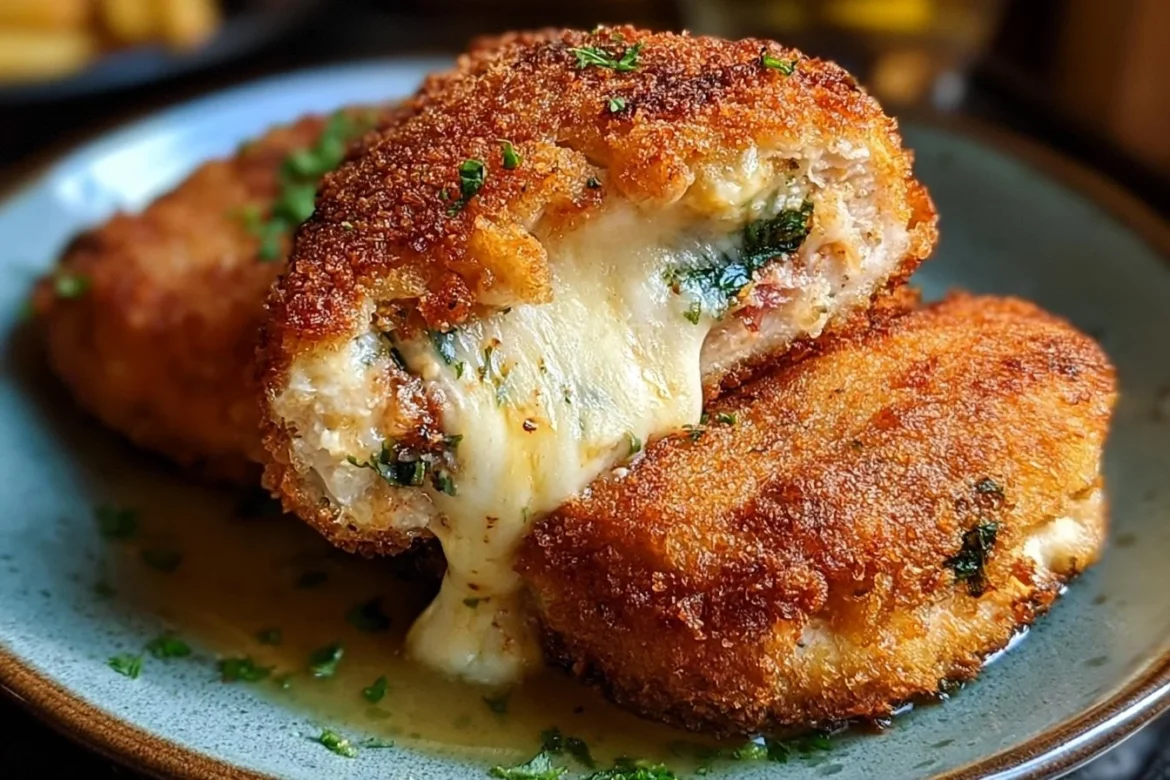 Easy Chicken Kiev with crispy coating and melted butter center on a plate