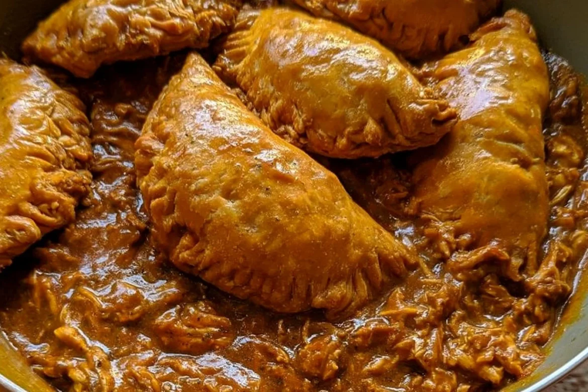 Flaky Jamaican Curry Chicken Patties with spices and tender chicken filling
