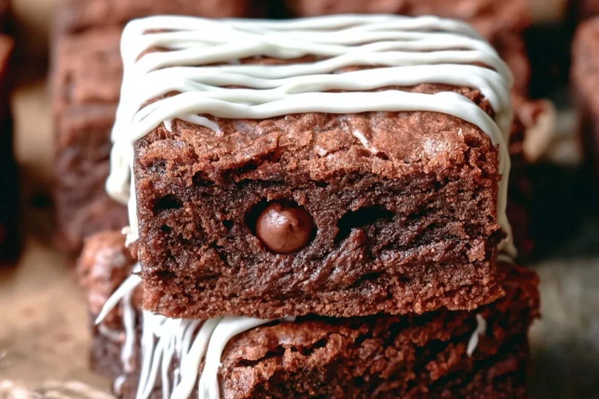 Halloween Mummy Brownies decorated with white chocolate and candy eyes