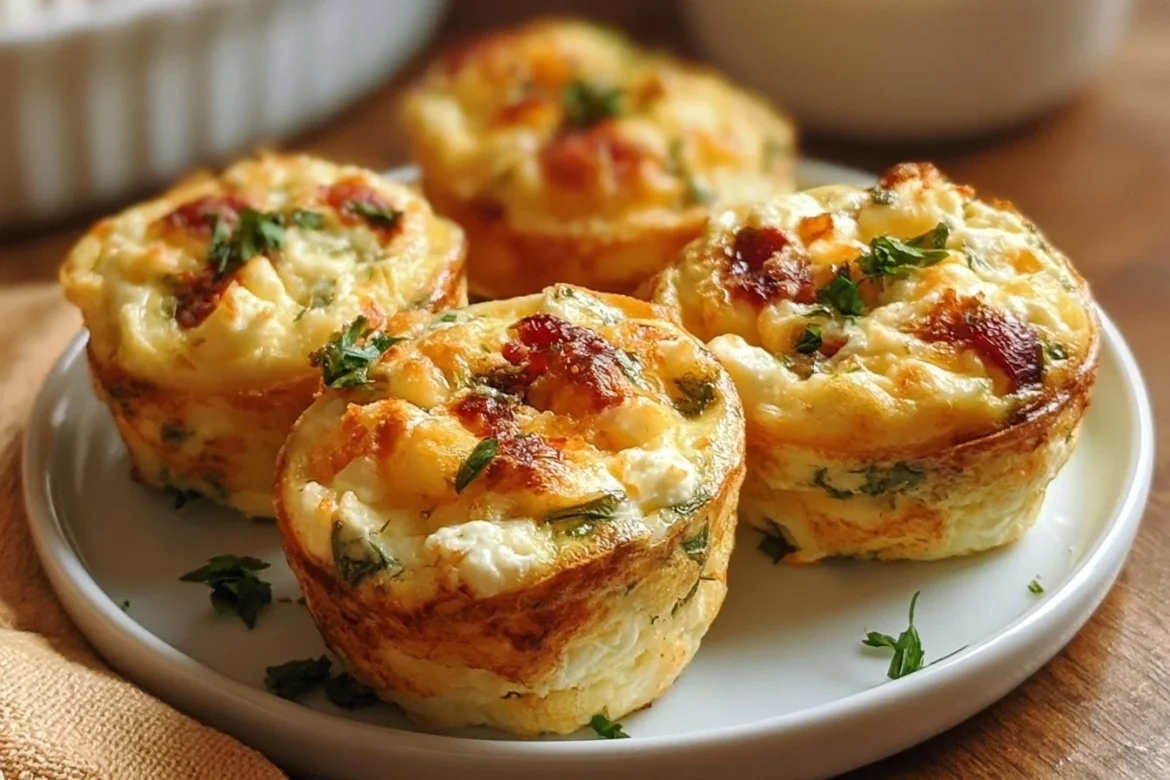 High protein cottage cheese egg bites on a plate