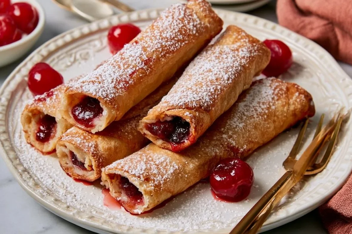 Air Fryer Cherry Pie Taquitos served on a plate