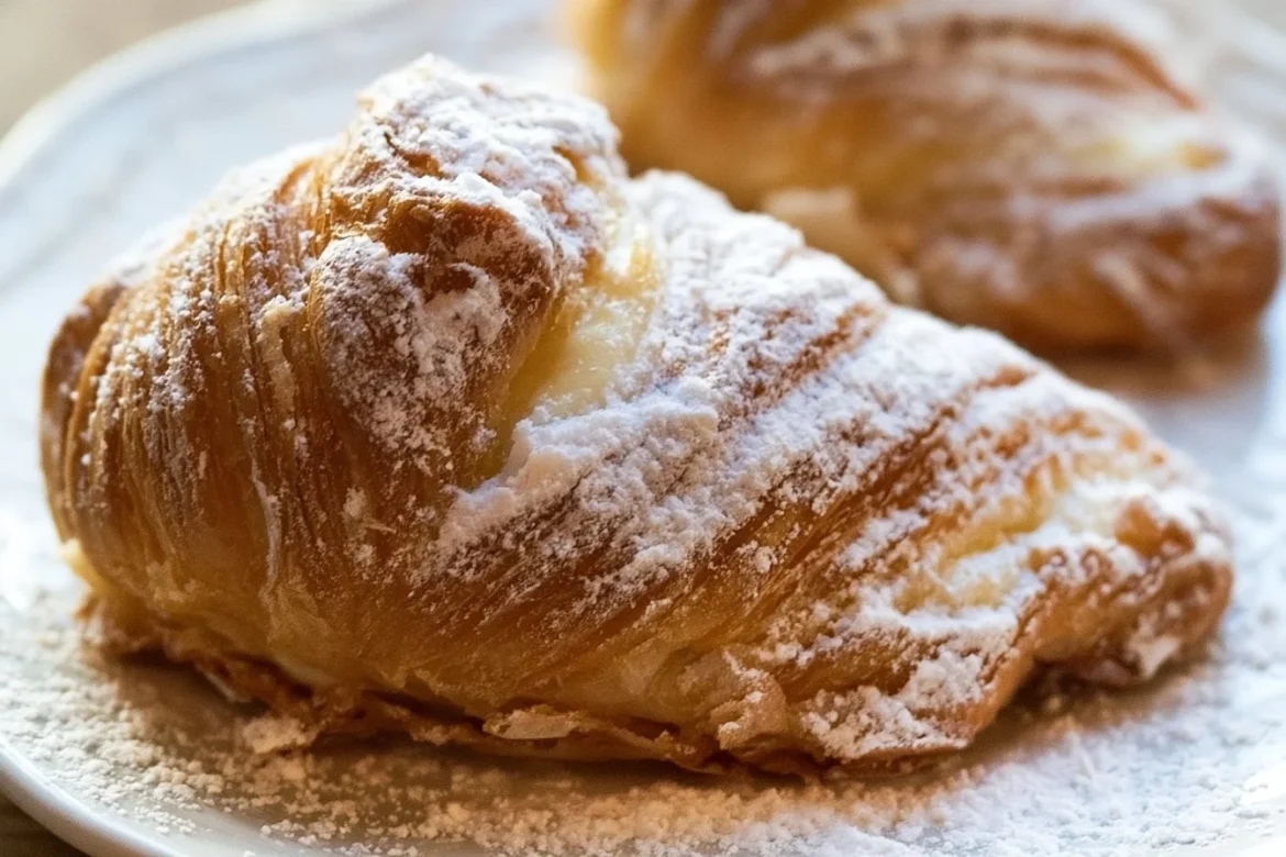 Delicious homemade Italian sfogliatelle pastries with flaky layers.