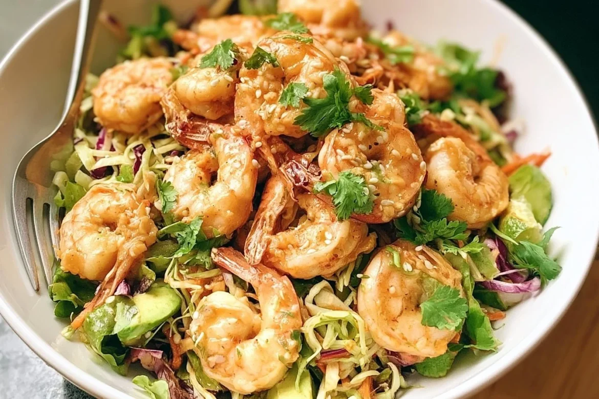Bang Bang Shrimp Salad with crispy shrimp and fresh vegetables