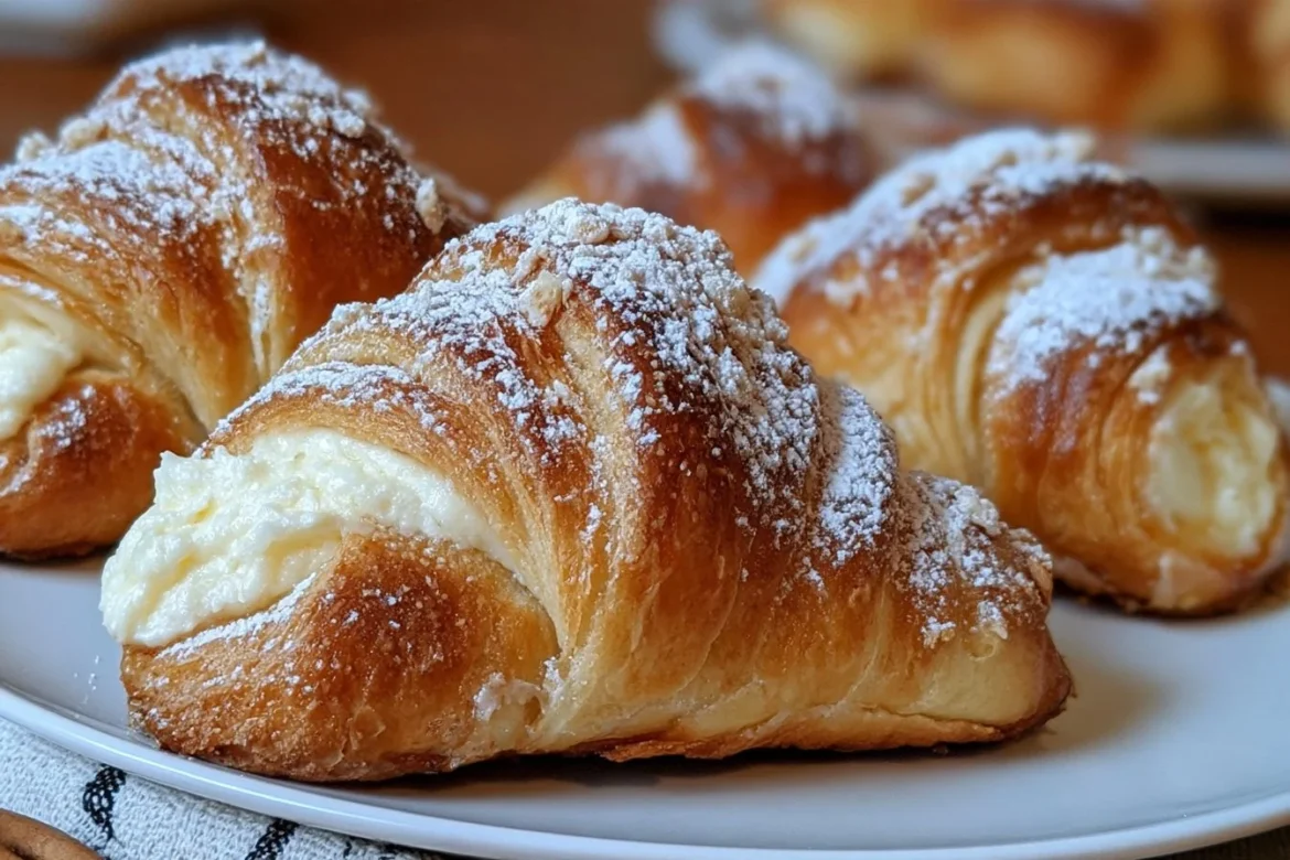 Delicious cheesecake crescent rolls served on a plate