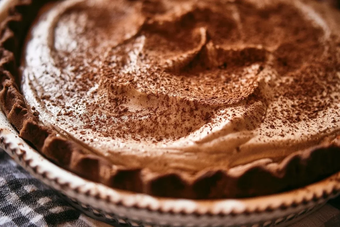 Delicious slice of Coffee Custard Pie topped with whipped cream and coffee beans