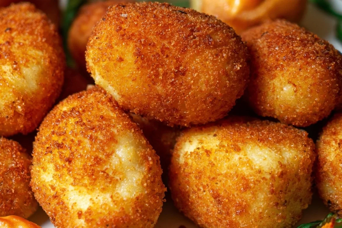 Plate of crispy potato croquettes with a golden brown exterior