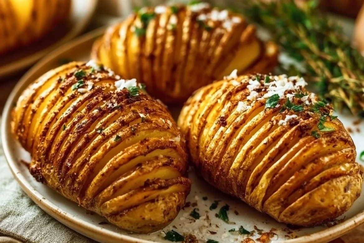 Delicious Hasselback Potatoes with crispy edges and creamy texture