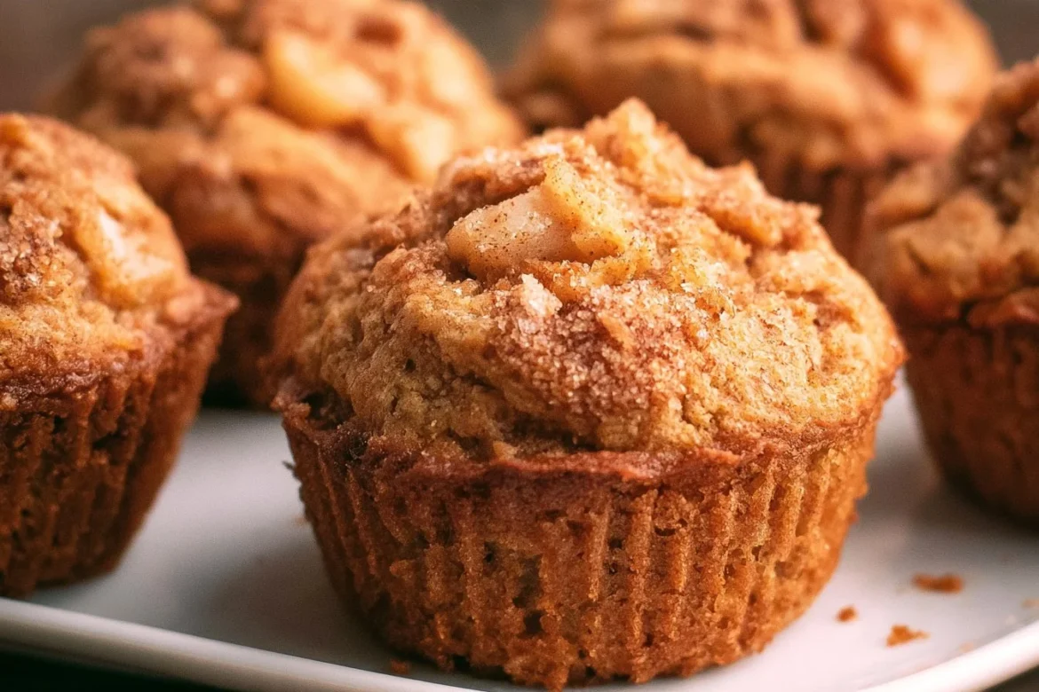 Freshly baked spiced pear muffins with warm spices and a golden-brown crust.