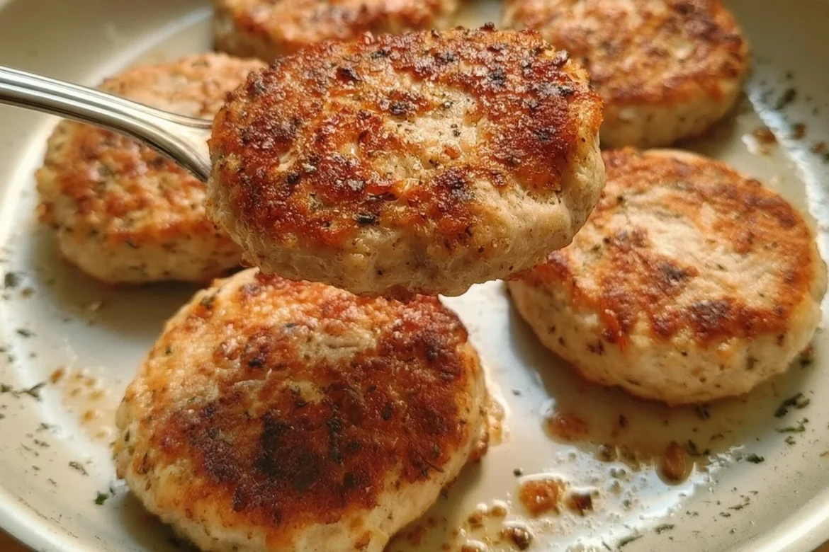 Delicious homemade chicken breakfast sausage cooked to perfection.