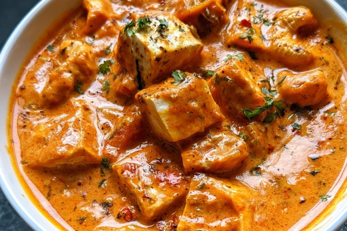 Delicious Indian Cashew Paneer Curry served with rice