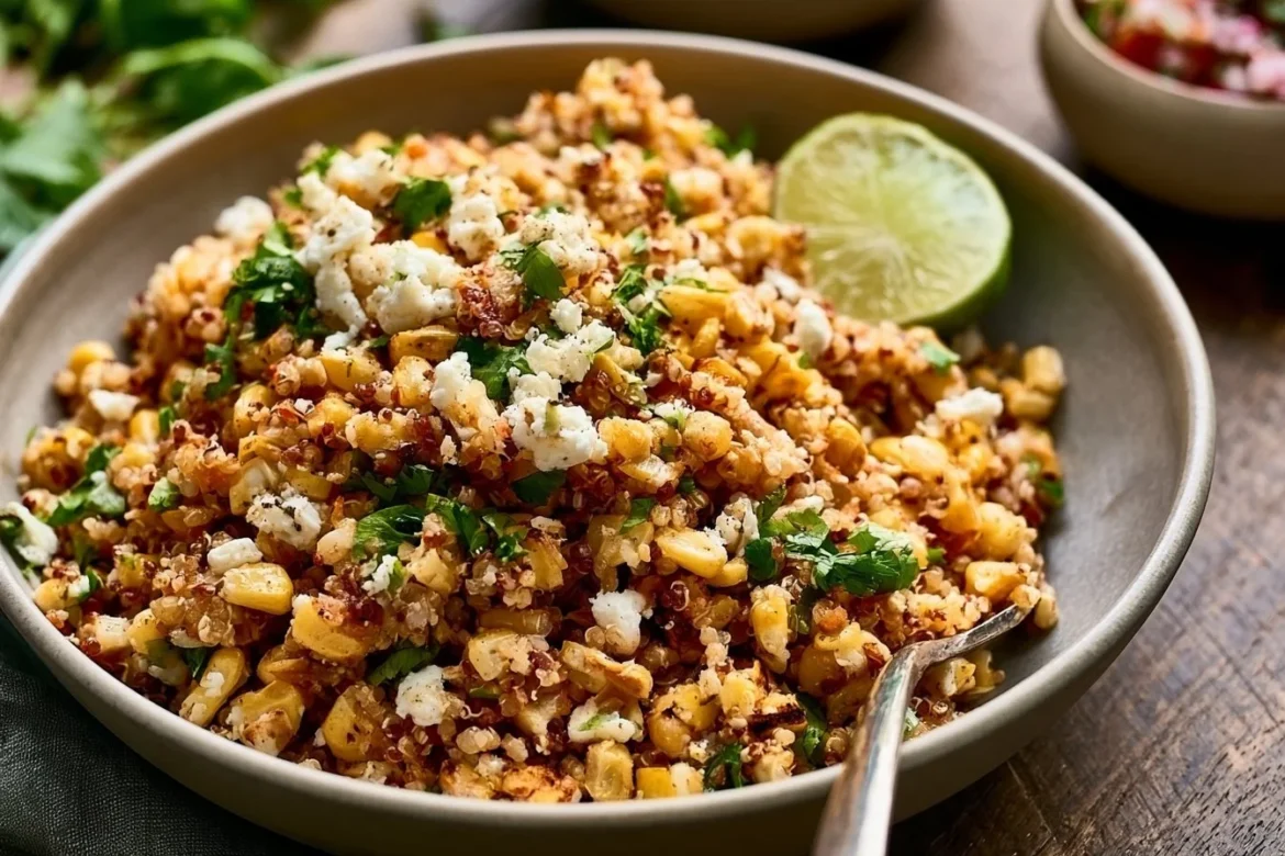 Mexican street corn quinoa salad with fresh ingredients and vibrant flavors