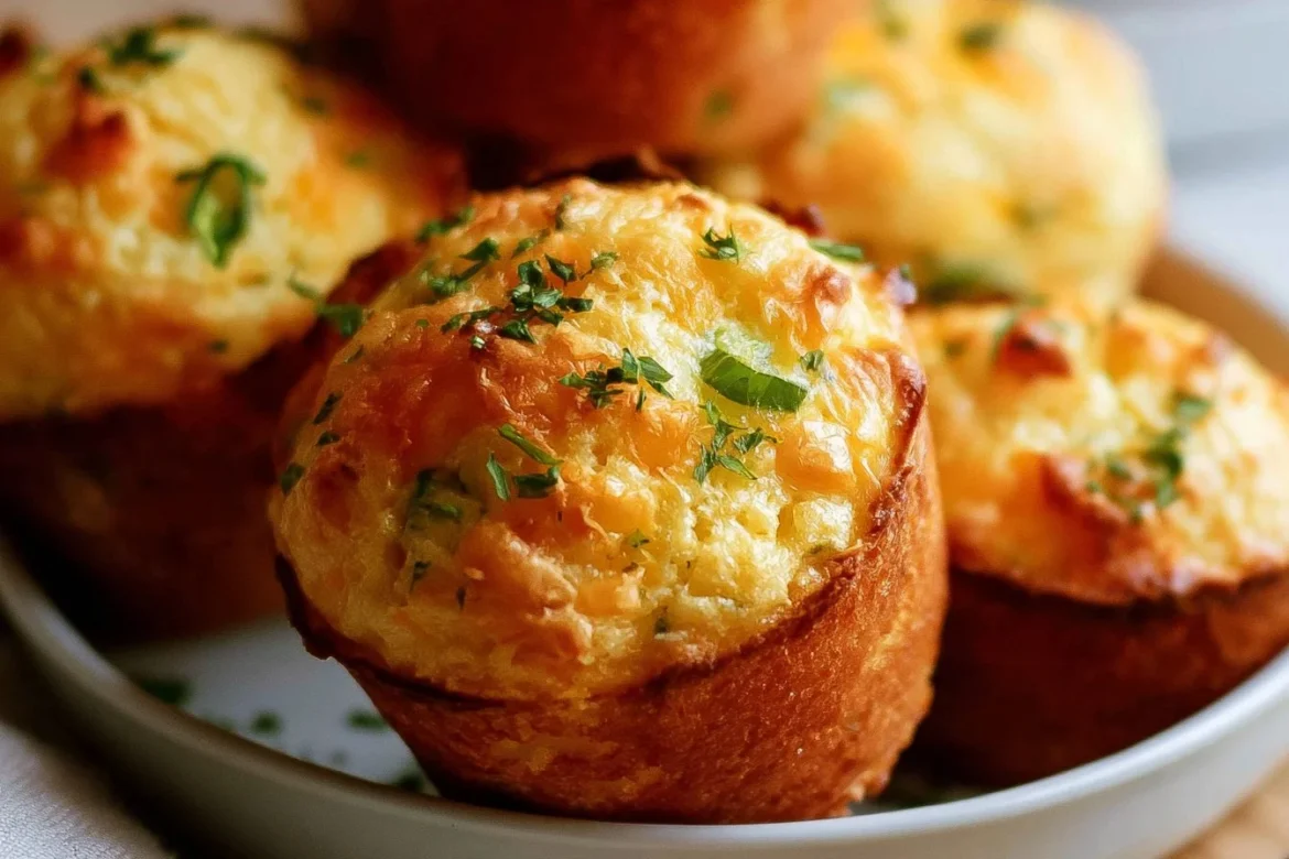 Freshly baked Cheddar Jalapeño Cornbread Muffins with cheese and jalapeños