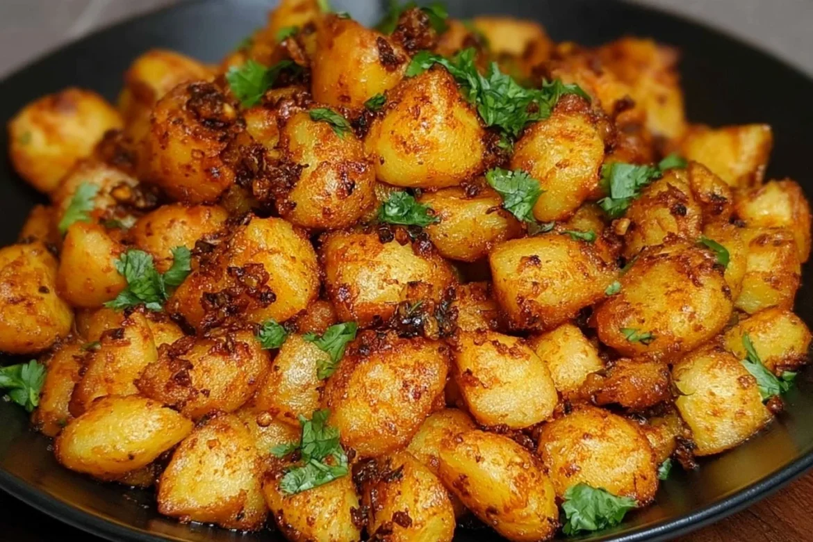 Delicious and spicy easy Bombay Potatoes served in a bowl