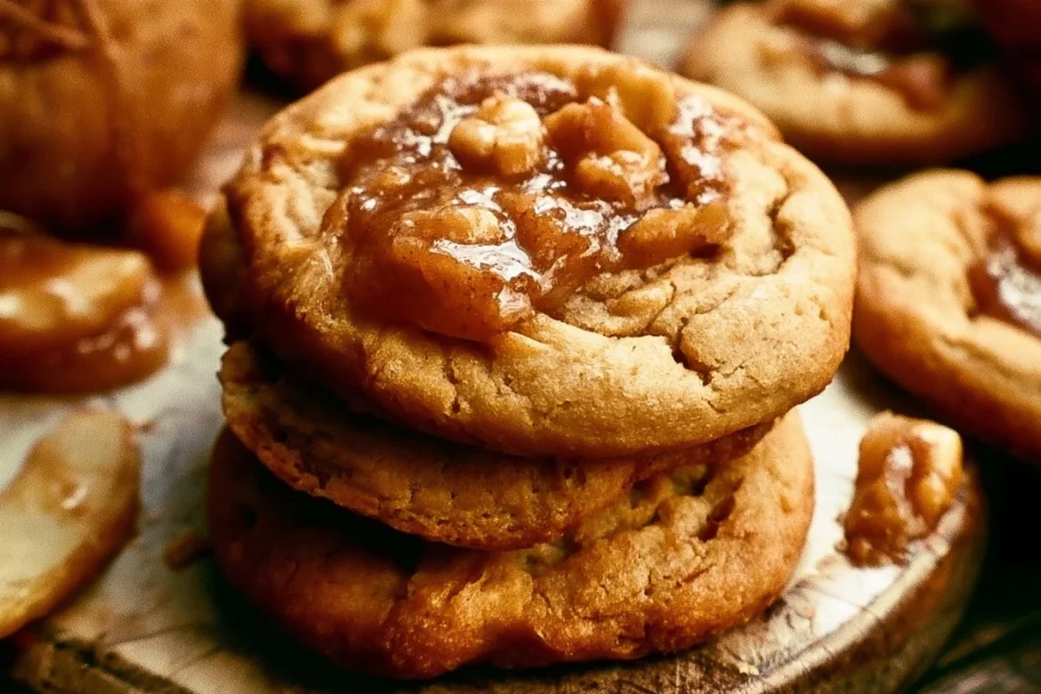 Delicious soft apple pie cookies on a decorative plate